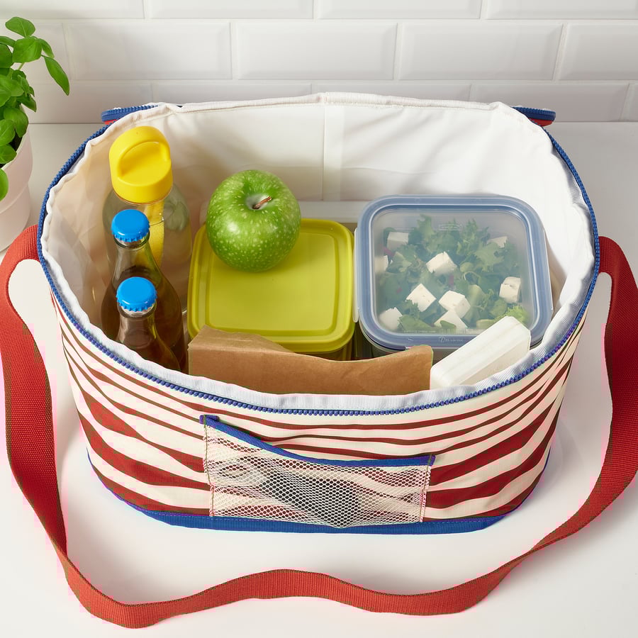 SOMMARFLÄDER Cooling bag, striped red/light beige, 38x26x22 cm IKEA
