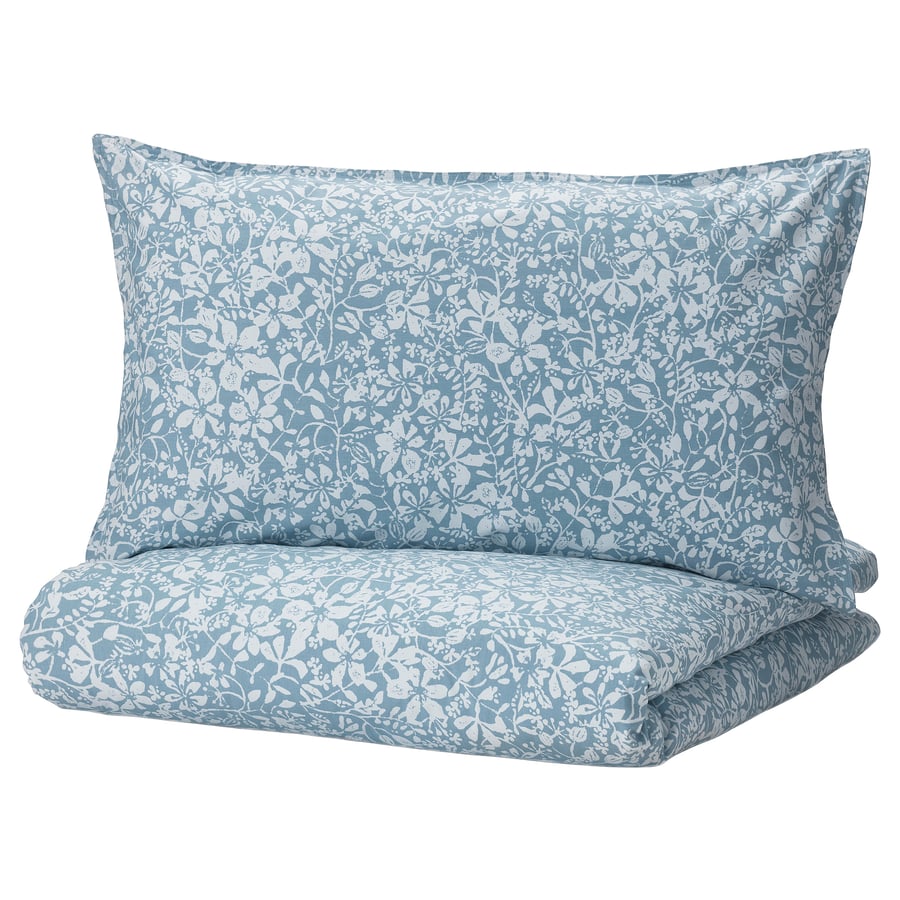 SOMMARSLÖJA Blue Floral Pattern Duvet Cover and Pillowcase, 150x200