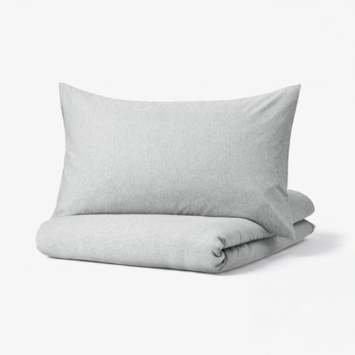 SPJUTVIAL Duvet cover and 2 pillowcases, light grey/mélange, 240x220/50x80 cm