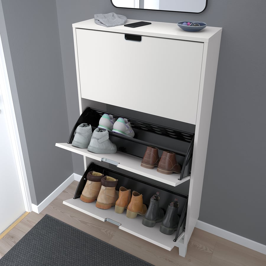 STÄLL shoe with 3 compartments, white, 79x29x148 cm IKEA