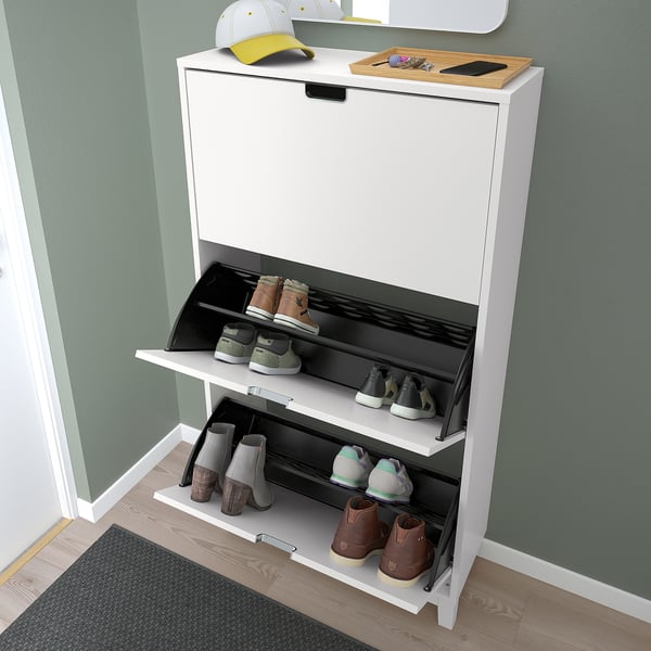 STÄLL shoe with 3 compartments, white, 79x29x148 cm IKEA