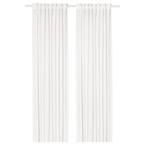 STENFRÖ Sheer curtains, 1 pair - white/with heading tape 145x250 cm