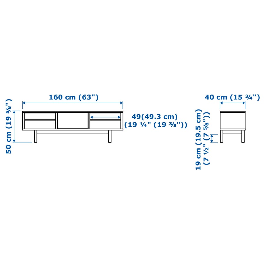 STOCKHOLM TV bench, walnut veneer, 160x40x50 cm IKEA