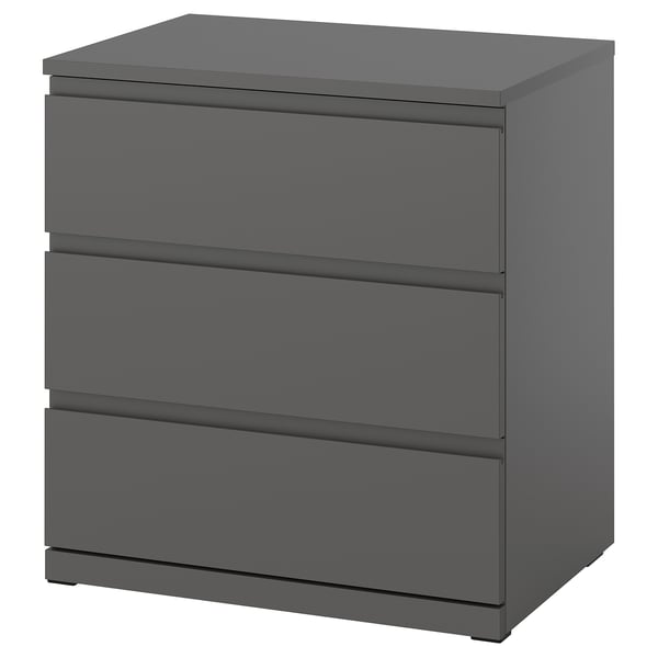 STORKLINTA Chest of 3 drawers, dark grey, 70x50x75 cm