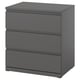 STORKLINTA Chest of 3 drawers, dark grey, 70x50x75 cm