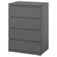 STORKLINTA Chest of 4 drawers, dark grey, 70x50x98 cm