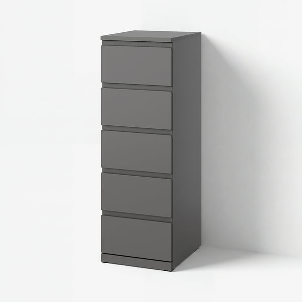 STORKLINTA Chest of 5 drawers, dark grey, 40x50x120 cm