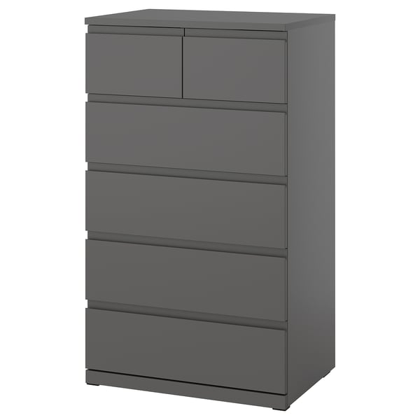 STORKLINTA Chest of 6 drawers, dark grey, 70x50x120 cm