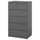 STORKLINTA Chest of 6 drawers, dark grey, 70x50x120 cm