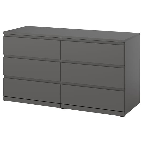 STORKLINTA Chest of 6 drawers, dark grey, 140x50x75 cm