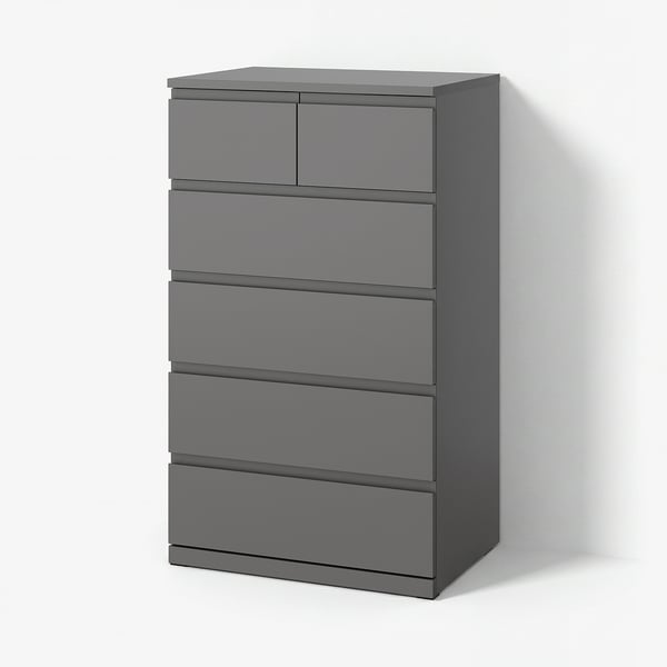 STORKLINTA Chest of 6 drawers, dark grey, 70x50x120 cm