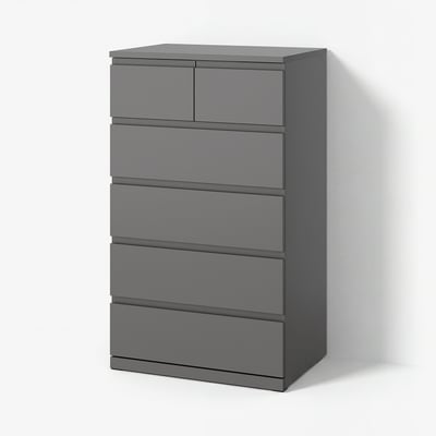 STORKLINTA Chest of 6 drawers, dark grey, 70x50x120 cm