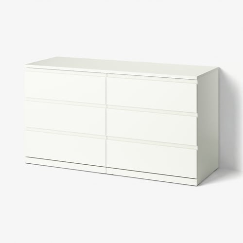 STORKLINTA Chest of 6 drawers - white 140x50x75 cm