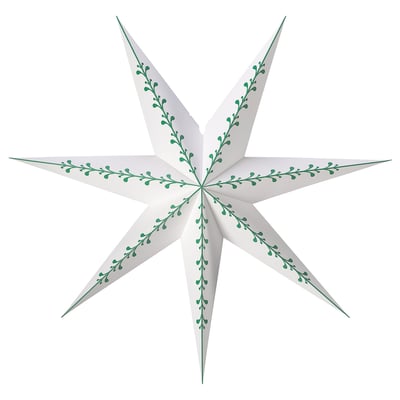 STRÅLA Lamp shade, paper star/white green, 90 cm