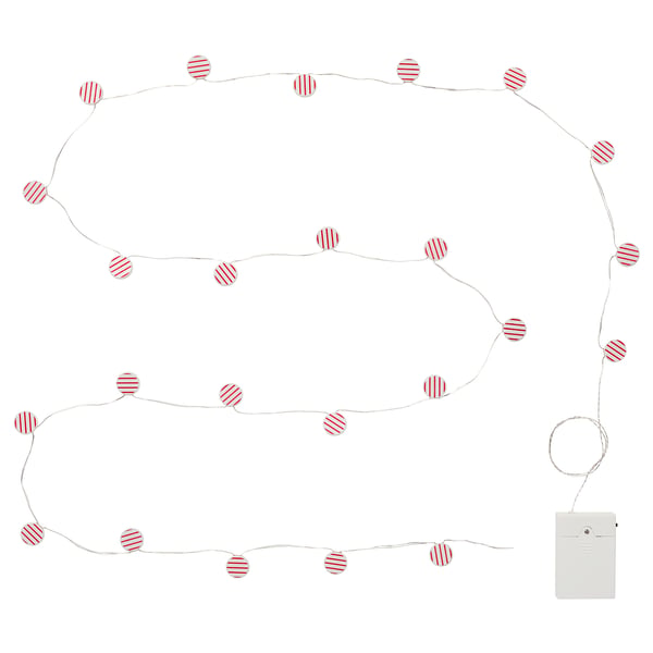 STRÅLA LED lighting chain, candy battery-operated/red, 2.8 m
