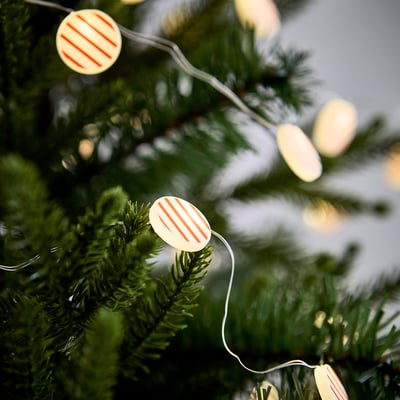 STRÅLA LED lighting chain, candy battery-operated/red, 2.8 m