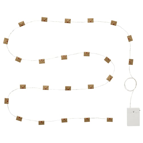 STRÅLA LED lighting chain, envelope battery-operated/red, 2.80 m
