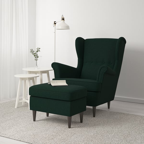 STRANDMON Footstool, Tallmyra dark green