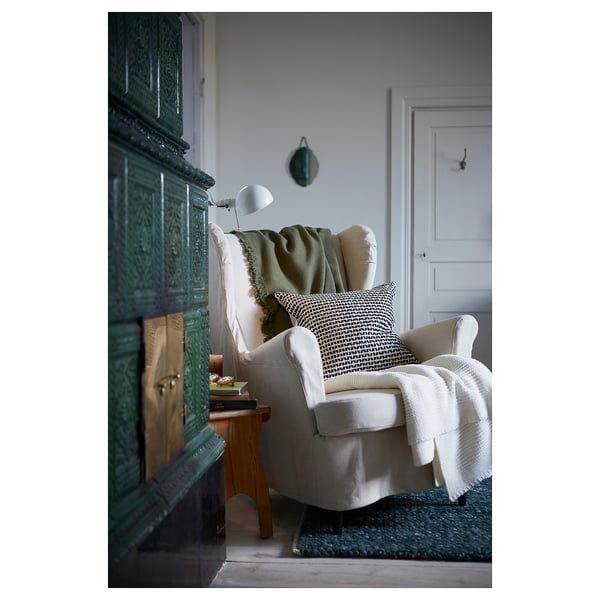 STRANDMON Slipcover for wing chair, Risane natural