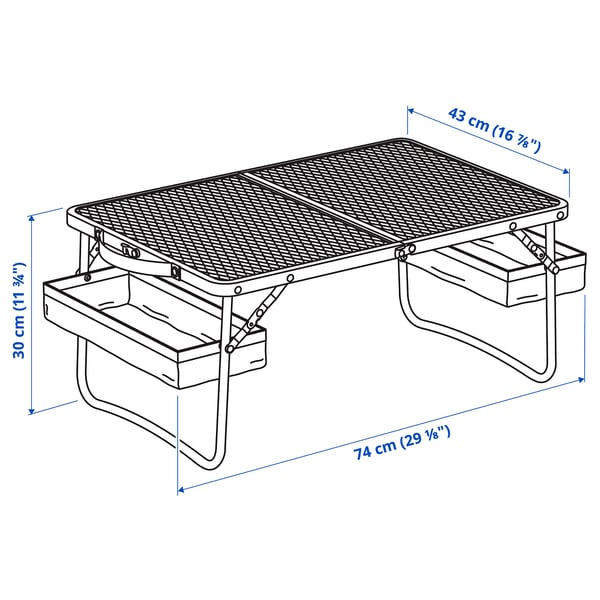 STRANDÖN Folding table, blue, 74x43 cm