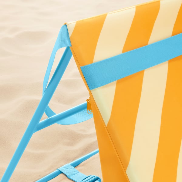 STRANDÖN Sun lounger, yellow/blue