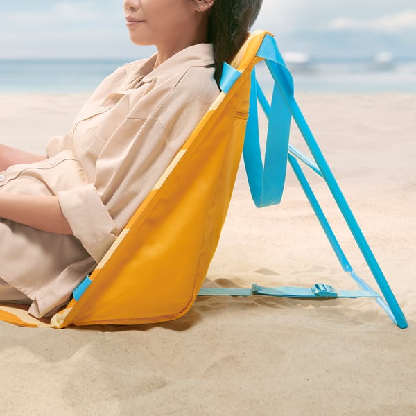 STRANDÖN Sun lounger, yellow/blue