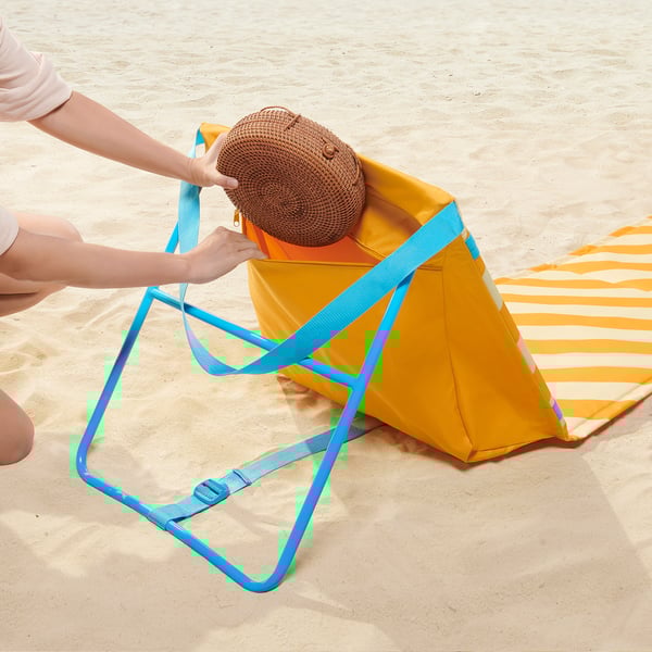 STRANDÖN Sun lounger, yellow/blue