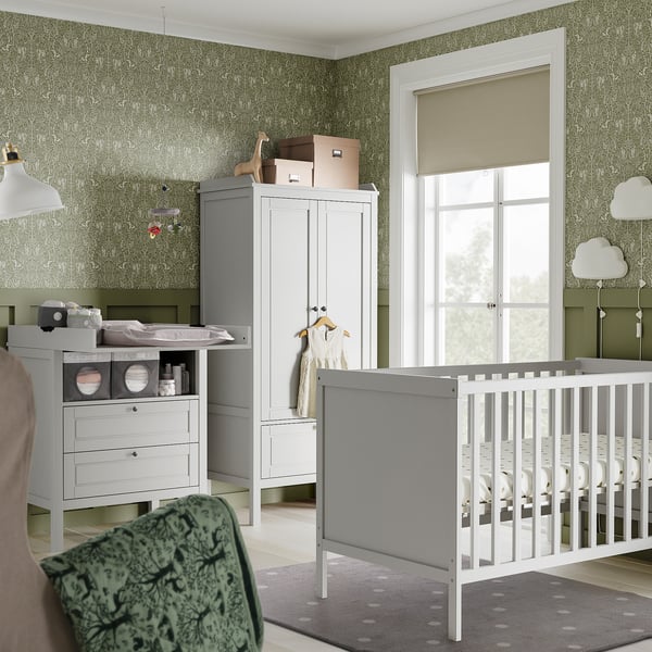 SUNDVIK 3piece baby furniture set, grey, 70x140 cm IKEA