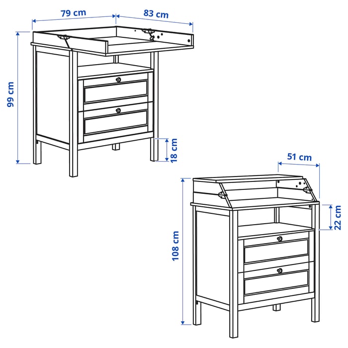 SUNDVIK changing table/chest of drawers, white IKEA
