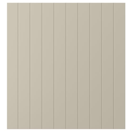 Beige SUTTERVIKEN storage unit with vertical lines, made of acrylic paint and fibreboard.