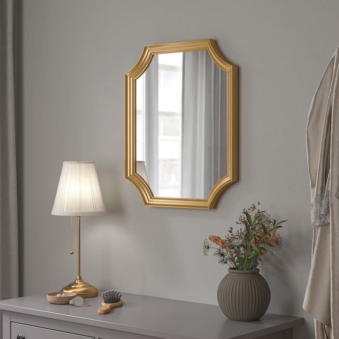 SVANSELE mirror, gold-colour, 53x63 cm - IKEA UK