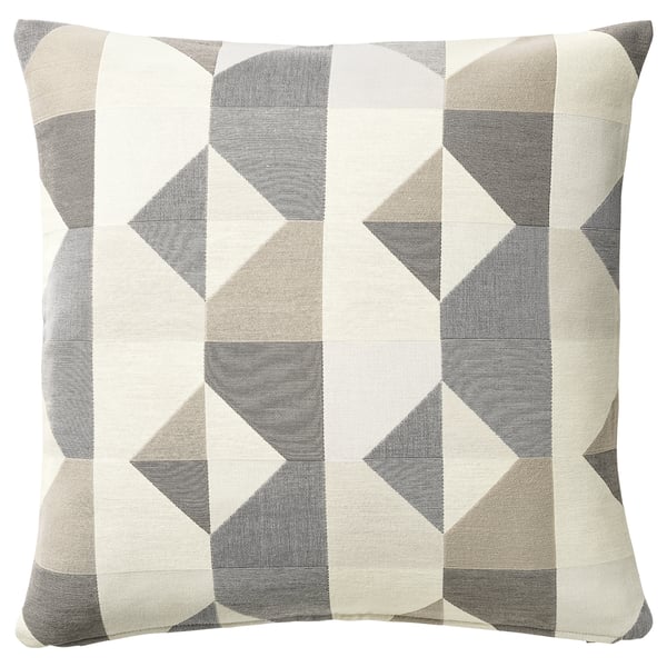SVARTHÖ Cushion cover, grey/beige, 50x50 cm