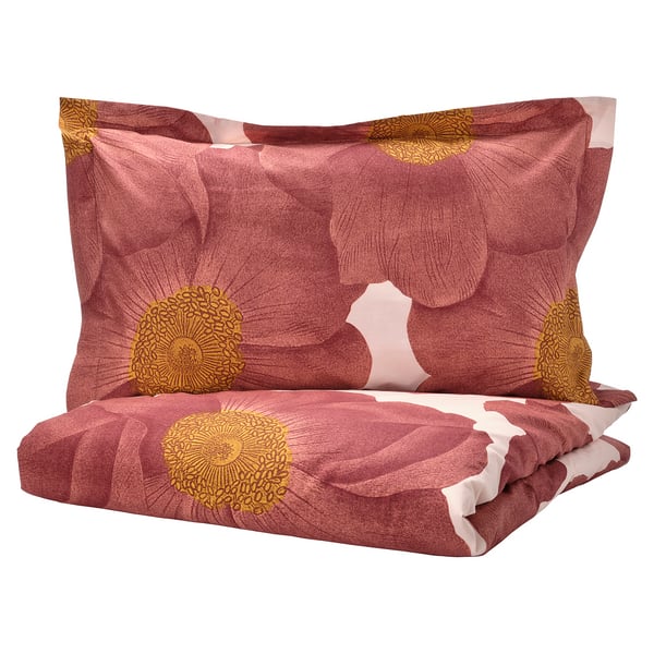 SVARTKLINT Light Pink/Dark Pink Double Duvet Cover and Pillowcase Set