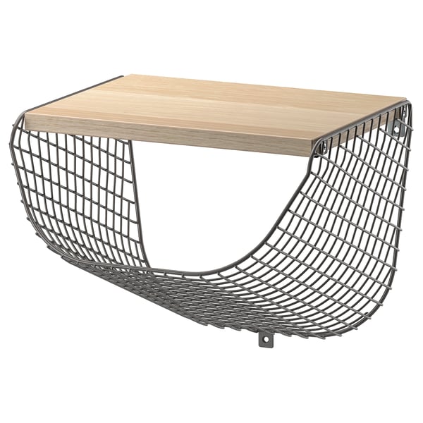 SVENSHULT wall shelf with storage, dark grey/white stained oak effect, 30x28 cm IKEA