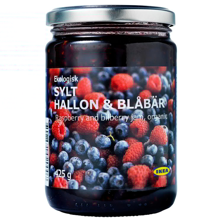 SYLT HALLON & BLÅBÄR rasp and bilberry jam, organic, 425 g IKEA
