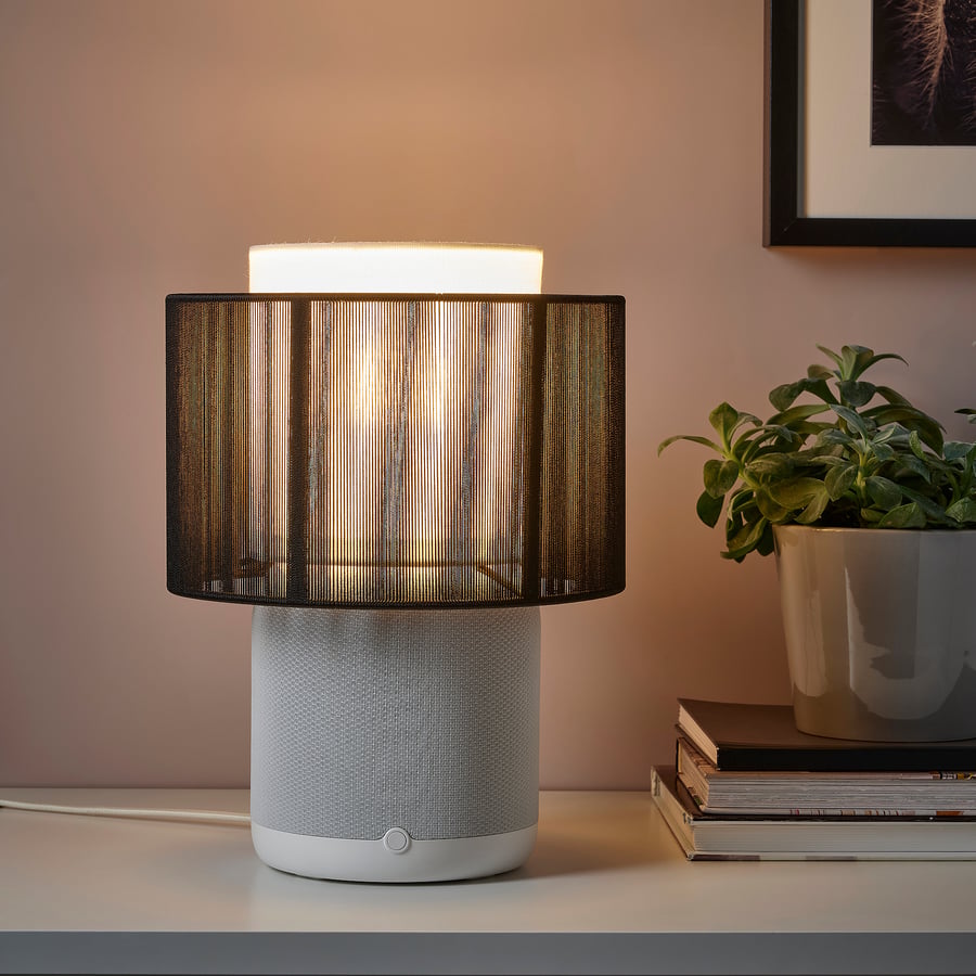 SYMFONISK black textile shade, speaker lamp with Wi-Fi - IKEA UK