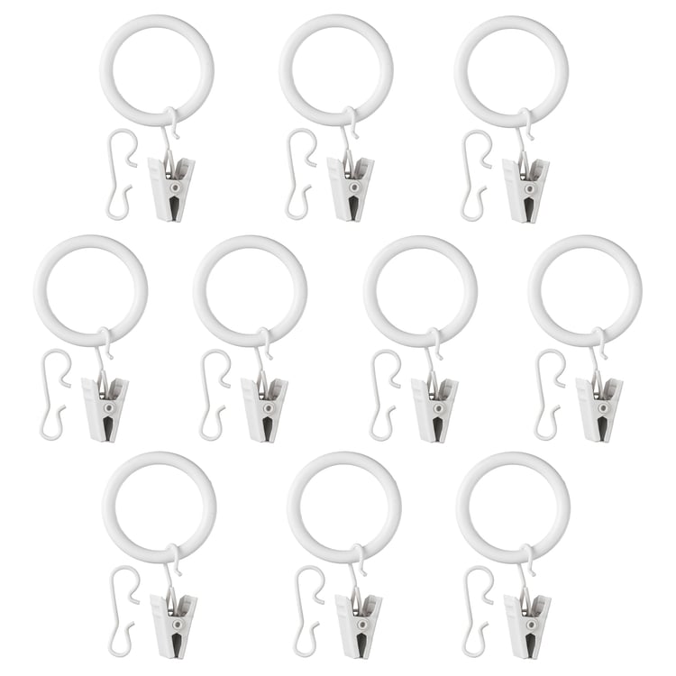 SYRLIG white, Curtain ring with clip and hook, 25 mm IKEA