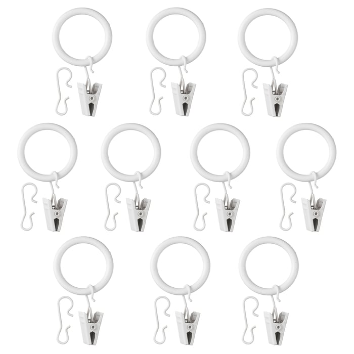 SYRLIG curtain ring with clip and hook, white, 25 mm IKEA
