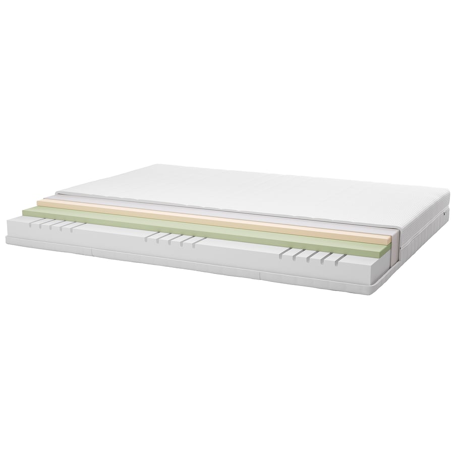 TÄLLÅSEN Kulsta Grey-green, double upholstered bed frame with mattress ...