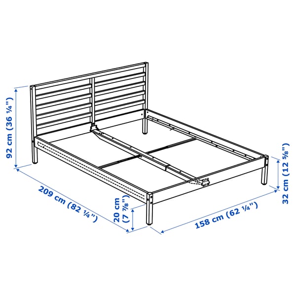 TARVA Bed frame, white stained/Luröy, Standard King