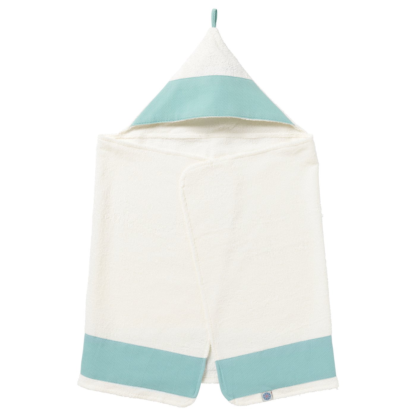 TILLGIVEN Baby towel with hood White/turquoise 60 x 125 cm IKEA