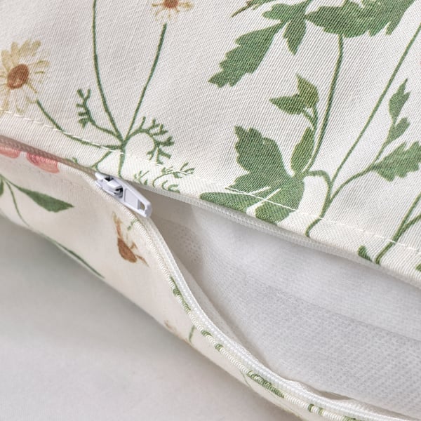 TIMJANSMOTT Cushion cover, offwhite/floral pattern, 50x50 cm IKEA