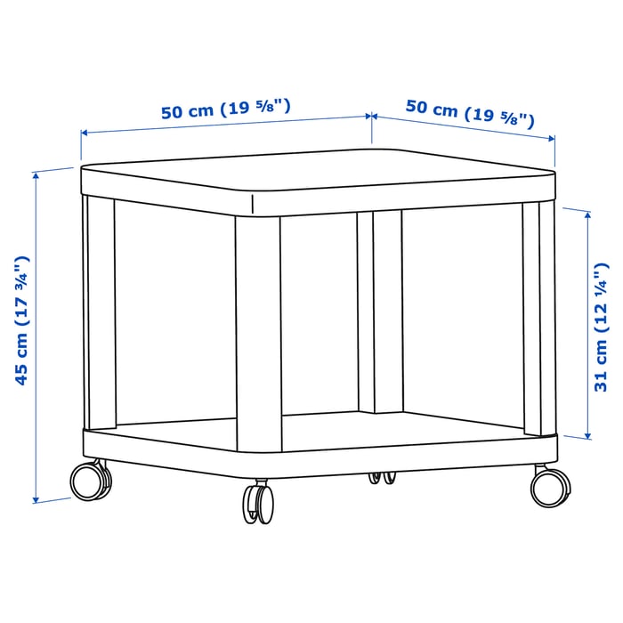 TINGBY white, side table on castors, 50x50 cm IKEA