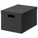 TJENA Storage box with lid, black, 25x35x20 cm