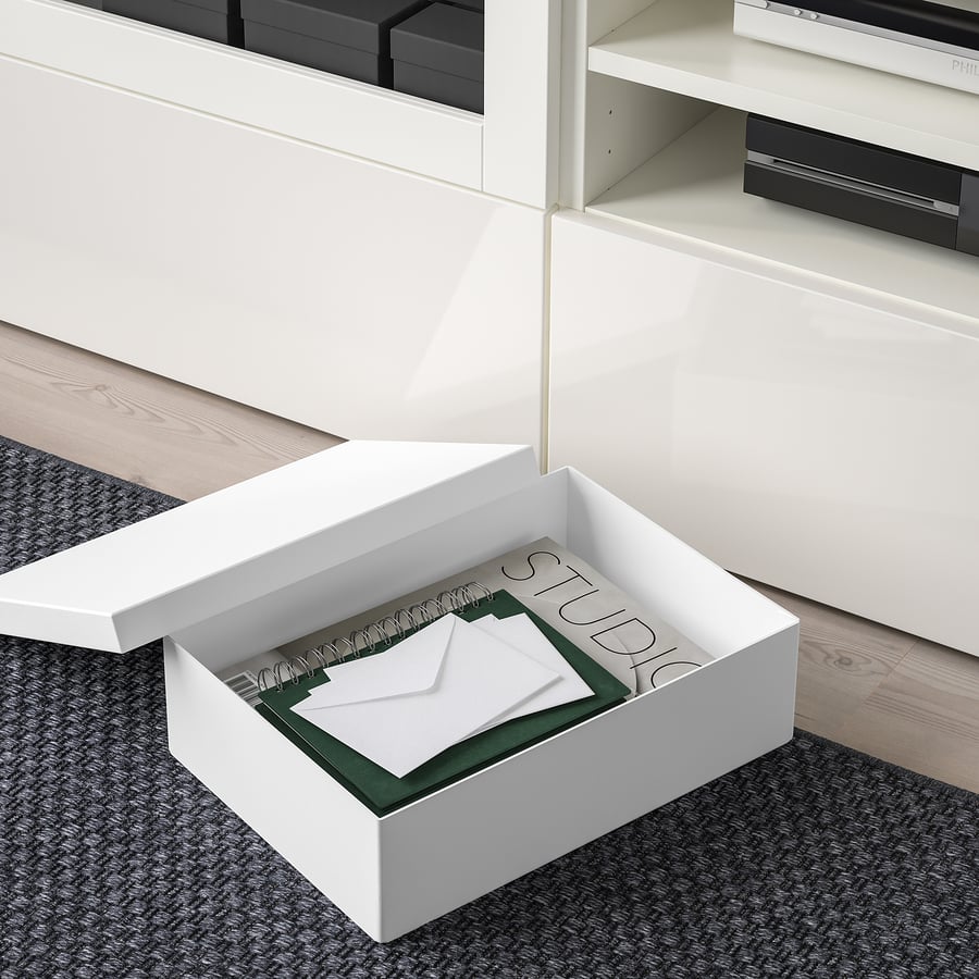 TJENA white, Storage box with lid, 25x35x10 cm IKEA
