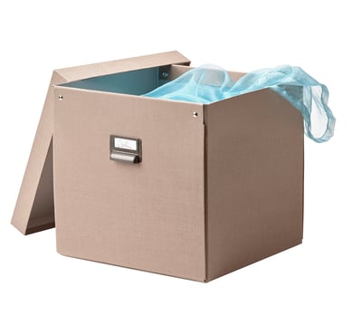 TJOG Storage box with lid, dark beige, 32x31x30 cm
