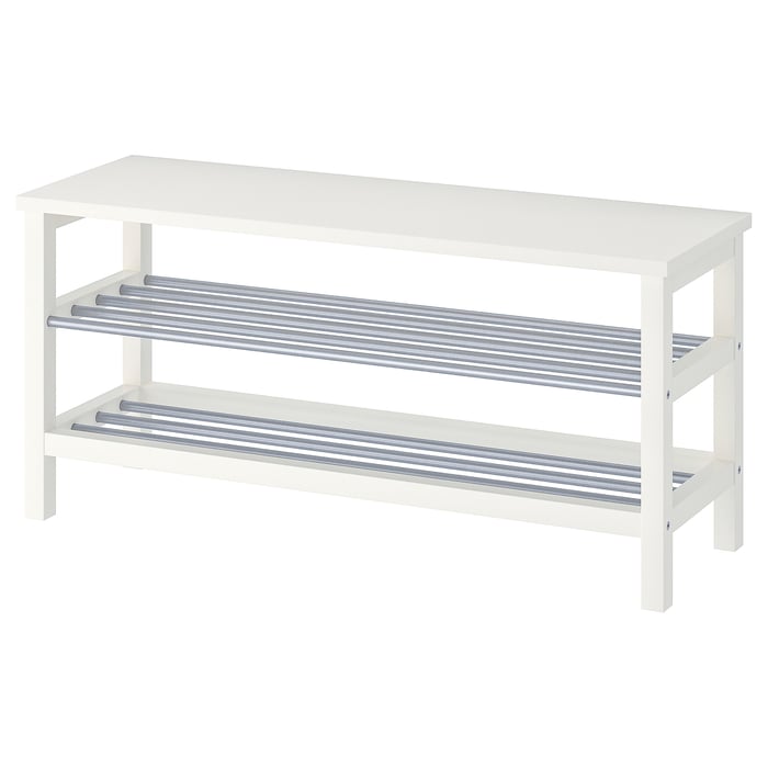 TJUSIG bench with shoe storage, white, 108x34x50 cm IKEA