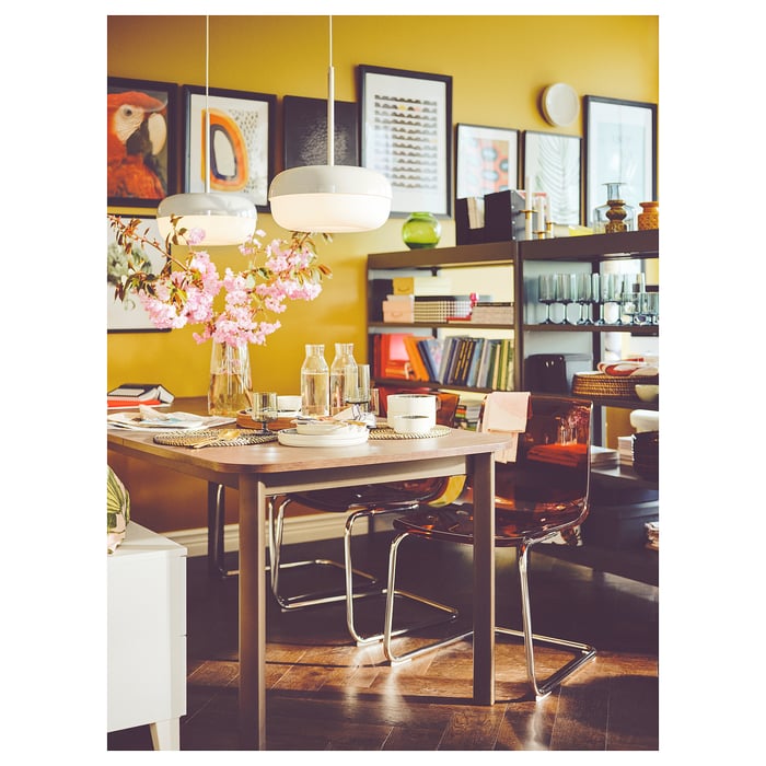 TOBIAS dining chair, brownred/chromeplated IKEA