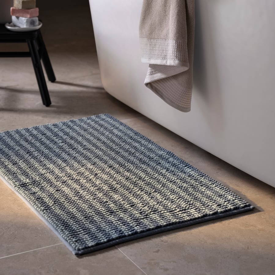 TOFTBO Striped Blue Bath Mat, 50x80 cm - IKEA UK