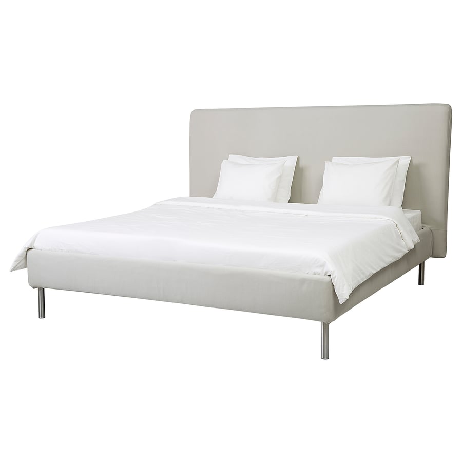 TOMREFJORD Bed frame, Nordvalla beige/Luröy, Standard Double IKEA